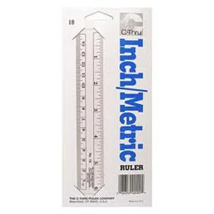 ENGLISH/METRIC 2"x18" (BLACK INK) BEVELED RULER B95B